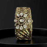 Basket weave thick bracelet with kundan accent