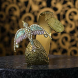 Antique gold carved open bracelet with bird design