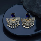 Half chaandbaali dual tone german silver earrings