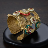 Matte gold hammered texture fusion cuff