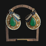 Teardrop statement studs with peacock motif