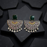 Half chaandbaali dual tone german silver earrings