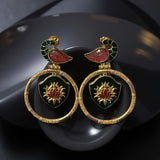Peacock motif circular design earrings