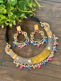 Thick dual tone GS hasli with matching earrigns