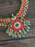 Stunning Jadau Kundan mango chain with peacock pendant