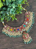 Stunning Jadau Kundan necklace with Navratan stones