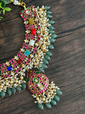 Stunning Jadau Kundan necklace with Navratan stones