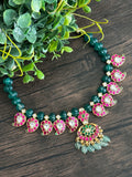 Dainty Jadau Kundan Mango necklace on Onyx beads piroi
