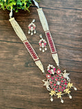 Dual tone long pendant set with unicorn motif