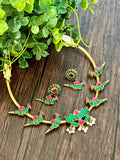 Jadau hasli set with birds and lotus motif