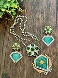 Dual tone GS delicate pendant set