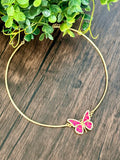 Delicate hasli with jadau butterfly pendant