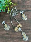 Dual tone elephant motif pendant set