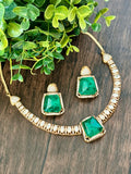 Delicate hasli set in polki kundan and doublet stones