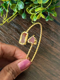 Thin brass one size fits all bracelet with druzy