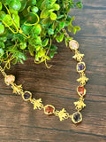 Brass based druzy necklace with dragonfly