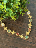 Brass based druzy necklace with dragonfly