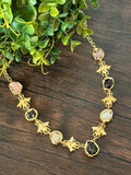 Brass based druzy necklace with dragonfly