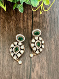 Delicate mango design studs in Mossanite stone