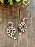 Delicate mango design studs in Mossanite stone
