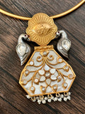 Copper base statement hasli with matching earrings