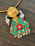 Copper base statement hasli with matching earrings