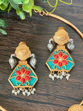 Copper base statement hasli with matching earrings