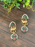 Dual tone earirngs with Nandi motif