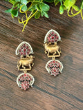 Dual tone earirngs with Nandi motif