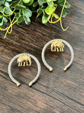 Dainty Dual tone German silver earrings with elephant motif