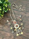 Pachi accents Fusion German silver chakra pendant with elephant motifs