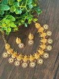 Beautiful CZ temple set with Goddess Lakshmi