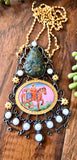 Beautiful victorian and gold pendents with hand painting