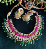 Stunning Pachi kundan necklace with matching jhumka