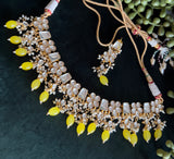 Clear Pachi necklace with yellow beads