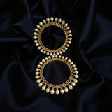 Delicate thin pacheli bangle with pearl accents