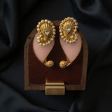 Mango overlap studs with carved stone