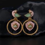 Peacock motif circular design earrings