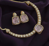 Delicate hasli set in polki kundan and doublet stones