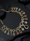 Brand inspired necklace with multi colored stones and CZ