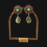 Silver look alike statement necklace with inlay work