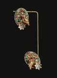 Stunning oversized oval studs with peacock motif