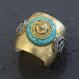 Brand inspired hammered texture thick cuff