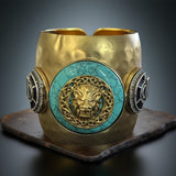 Brand inspired hammered texture thick cuff