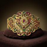 Thick temple bracelet with jadau look alike stones