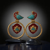 Peacock motif circular design earrings