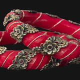 Shakha Pola bangle pairs with german silver accent