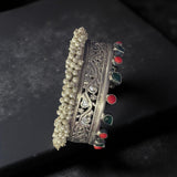 German silver thick kada with Gajra edging