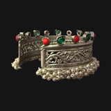 German silver thick kada with Gajra edging