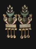 Beautiful dual tone copper earrings with peacock motif
